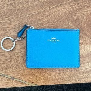 Coach blue mini ID key chain